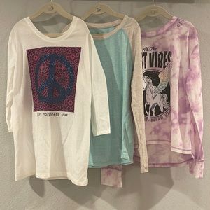 Bundle of 3 Justice long sleeve girls shirts, Sz 8